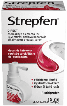 Strepfen DIREKT cseresznye és menta ízű 16,2 mg/ml szájnyálkahártyán alkalmazott oldatos spray